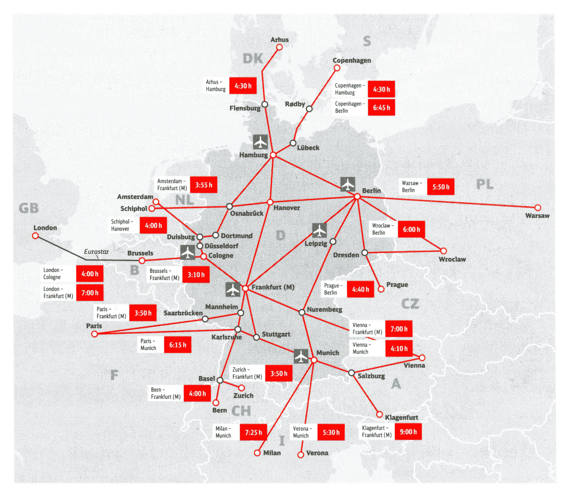 Germany Deutschland train / rail maps